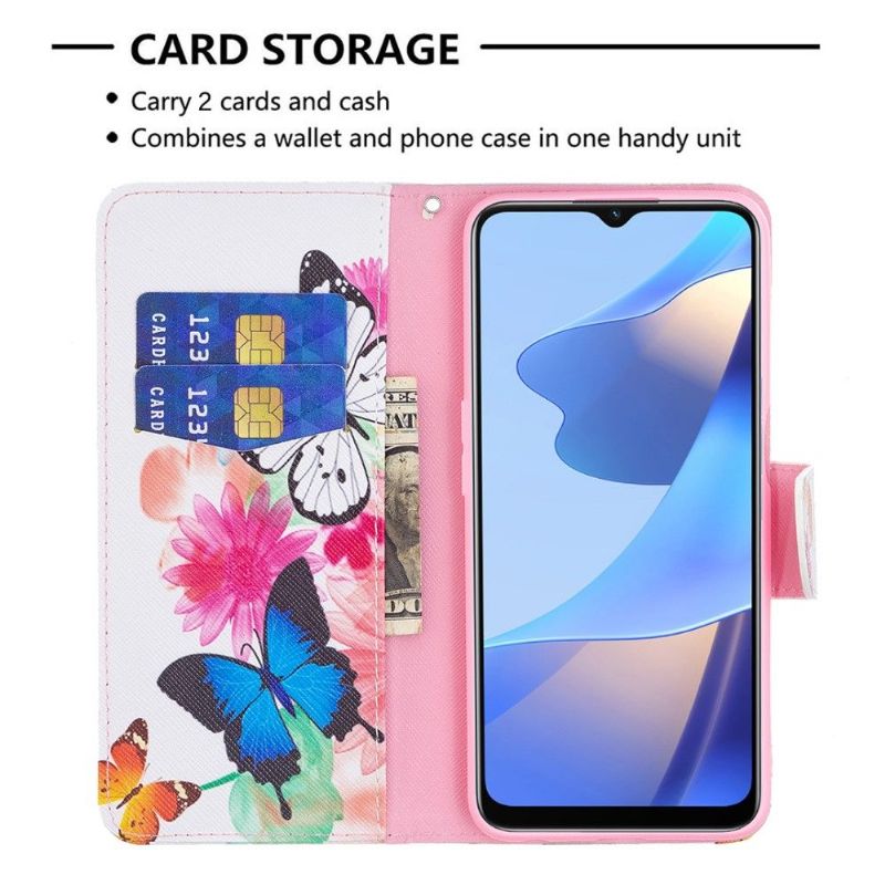 Flipové Pouzdro Na Oppo A16 / A16s Motýli A Barevné Květiny