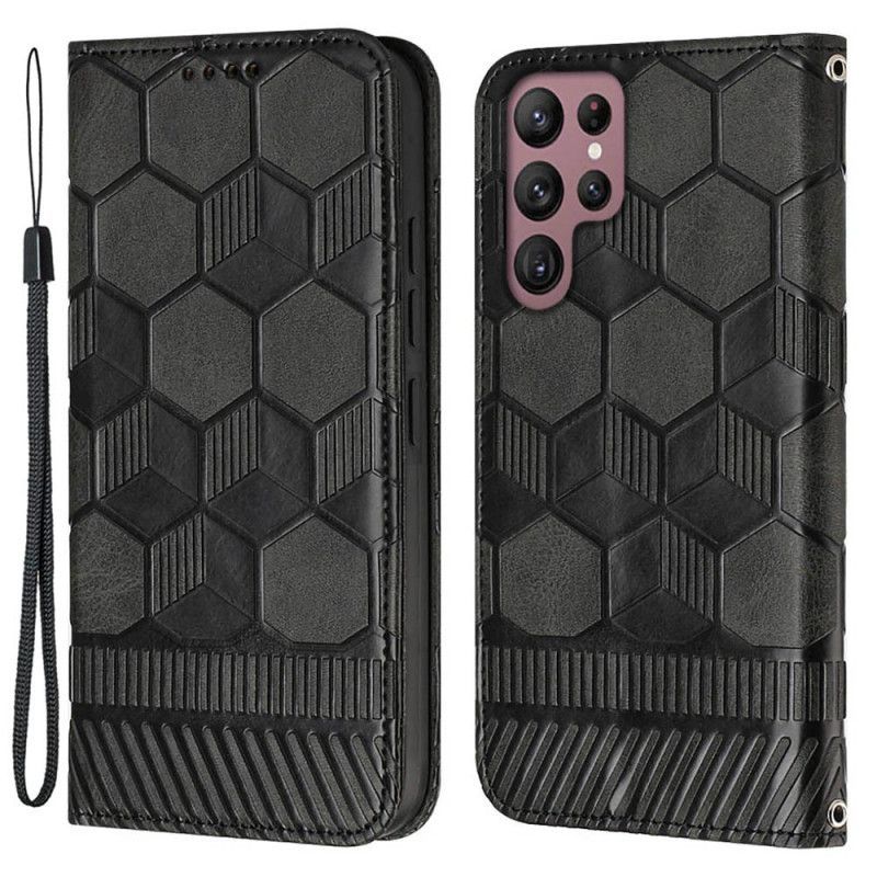 Flipové Pouzdro Na Samsung Galaxy S23 Ultra 5G Na Lana Strappy Fotbalový Styl