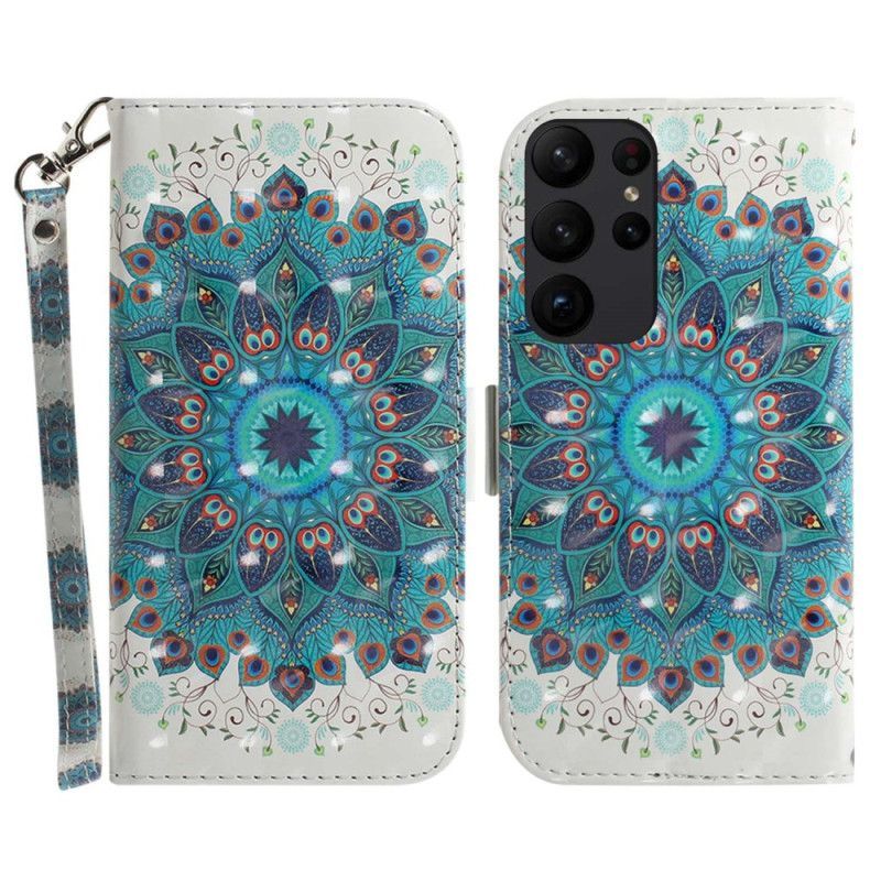 Flipové Pouzdro Na Samsung Galaxy S23 Ultra 5G Na Lana Strappy Mandala