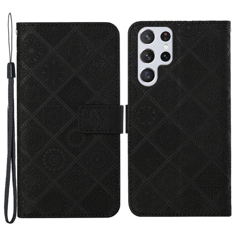 Kožené Pouzdro Na Samsung Galaxy S23 Ultra 5G Tapiserie Vzor