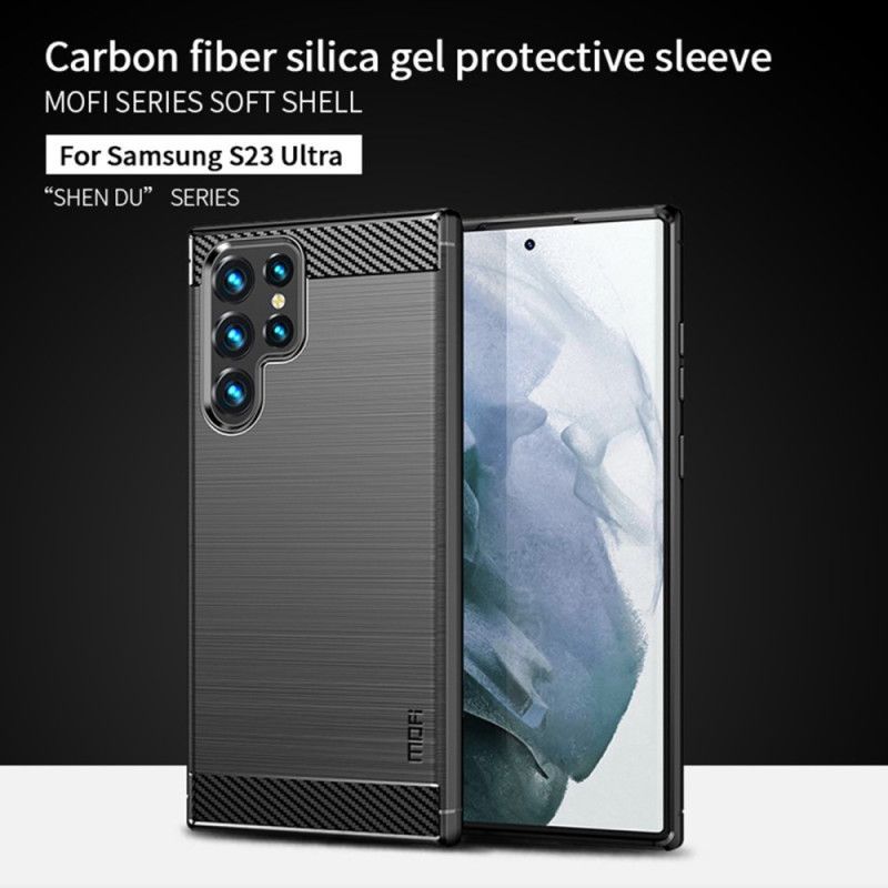 Kryty Na Mobil Na Samsung Galaxy S23 Ultra 5G Mofi Kartáčované Uhlíkové Vlákno
