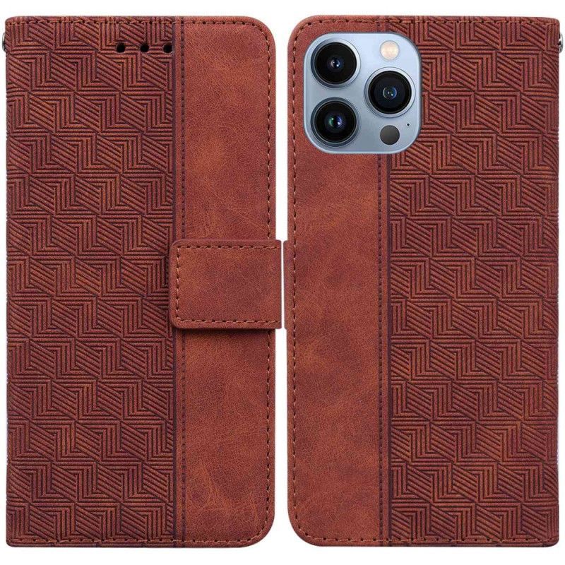 Flipové Pouzdro Na iPhone 14 Pro Max Na Lana Strappy Vzor