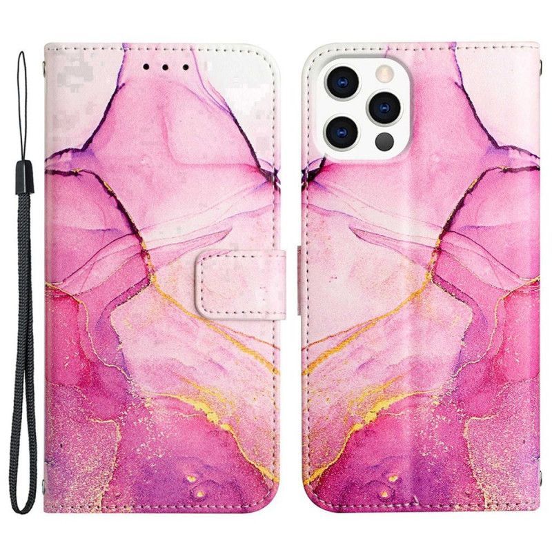 Flipové Pouzdro Na iPhone 14 Pro Max Na Lana Strip Mramor