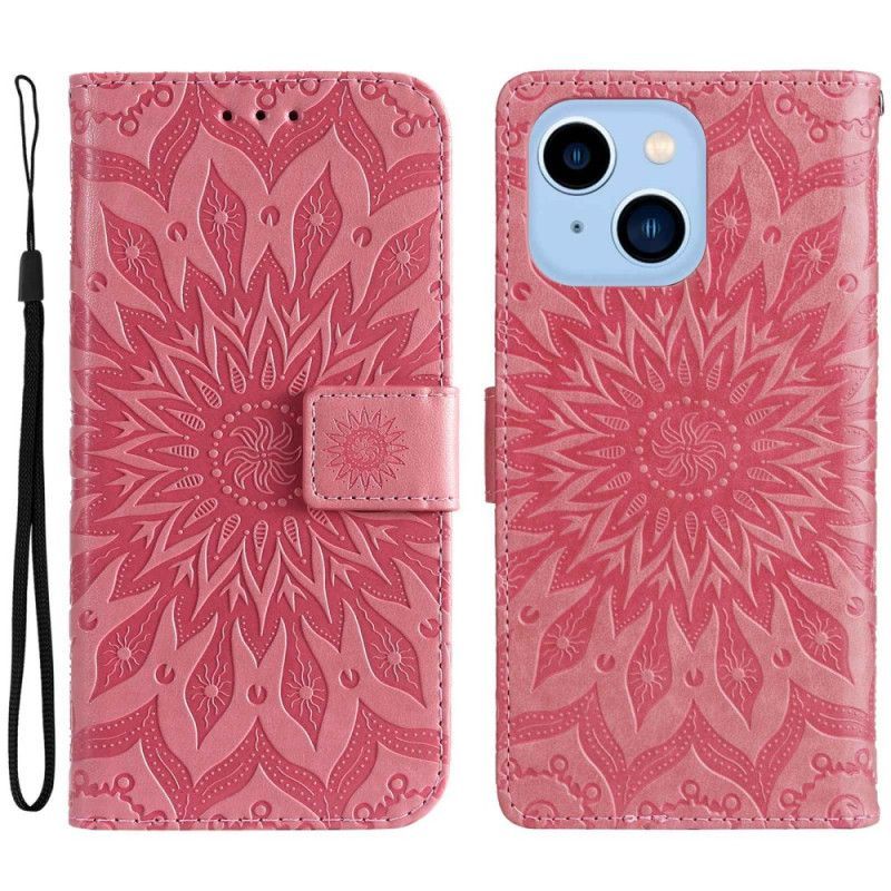 Flipové Pouzdro Na iPhone 14 Pro Max Mandala Sun S Šňůrkou