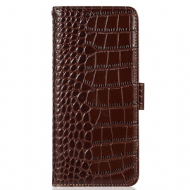 Flipové Pouzdro Na iPhone 14 Pro Max Rfid Ve Stylu Krokodýla