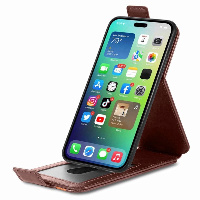 Kožené Pouzdro Na iPhone 14 Pro Max Flipové Pouzdro Vertikální Klapka Caseneo