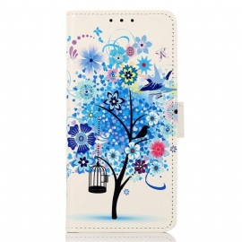 Kožené Pouzdro Na iPhone 14 Pro Max Kvetoucí Strom