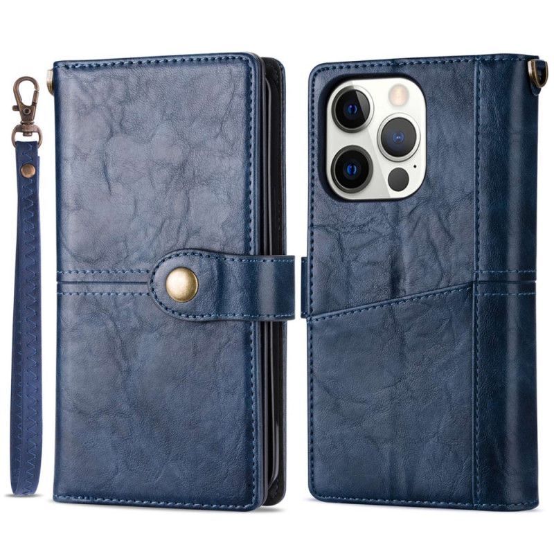 Kožené Pouzdro Na iPhone 14 Pro Max Vintage Multifunkční