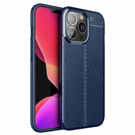 Kryt Na iPhone 14 Pro Max Efekt Kůže Litchi S Dvojitou Linií