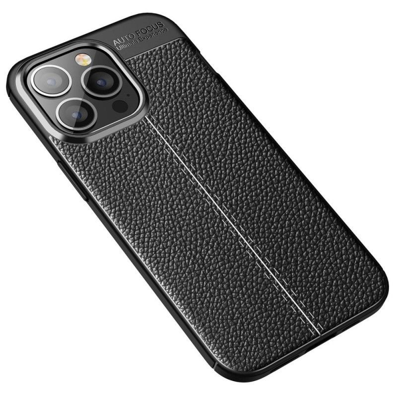 Kryt Na iPhone 14 Pro Max Efekt Kůže Litchi S Dvojitou Linií