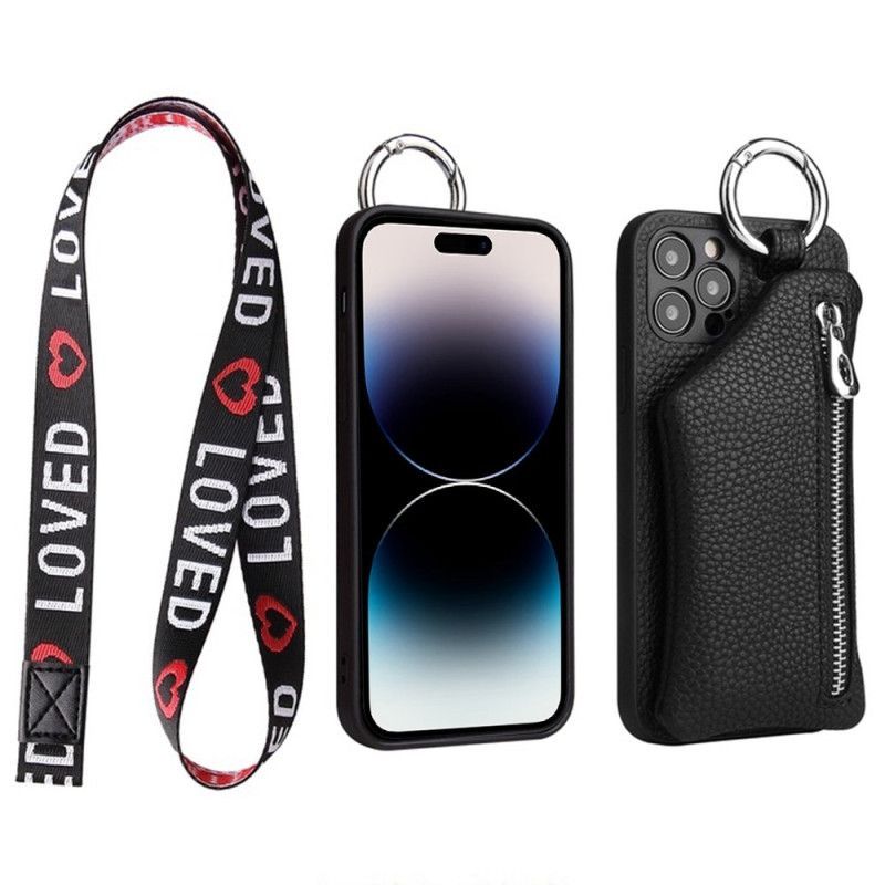Kryty Na Mobil Na iPhone 14 Pro Max Peněženka Na Mince A Šňůrka