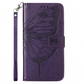 Kožený Kryt Na Realme C55 Peněženka S Květinovým Vzorem A Motýlím Vzorem