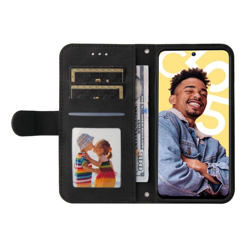 Kožený Kryt Realme C55 Dekorativní Nýt S Efektem Semiše