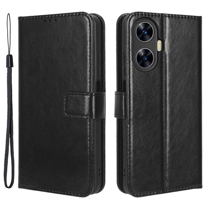 Kožený Kryt Realme C55 Elegantní Řemínek Z Umělé Kůže