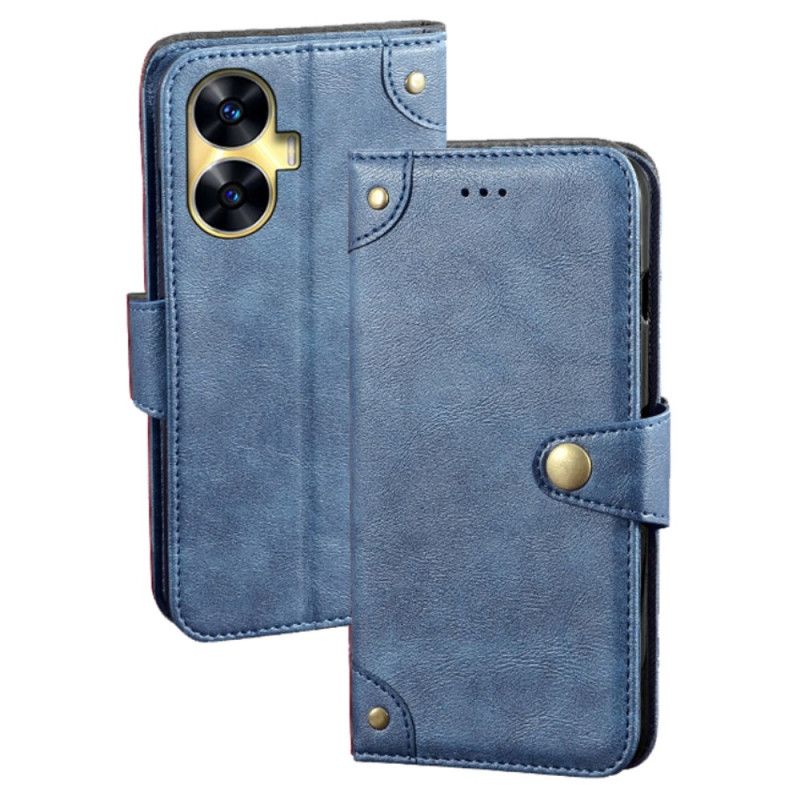 Kožený Kryt Realme C55 Idewei Zlaté Knoflíky