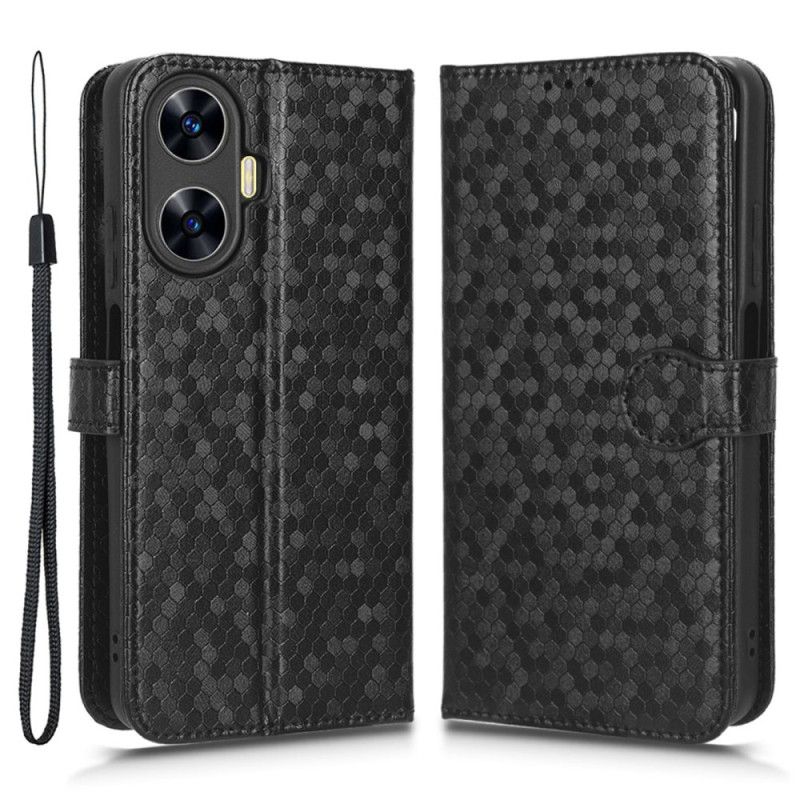 Kožený Kryt Realme C55 Lesklé Tečky S Páskem