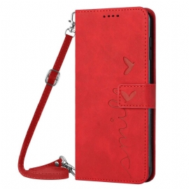 Kožený Kryt Realme C55 Úsměv S Ramenním Popruhem