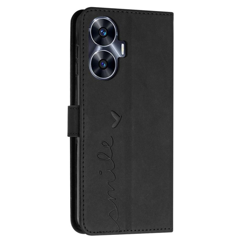 Kožený Kryt Realme C55 Úsměv S Ramenním Popruhem