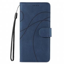 Kožený Kryt Realme C55 Vlnité Linie Se Šňůrkou