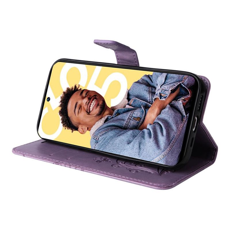 Kožený Kryt Realme C55 Řemínek S Obřími Motýly