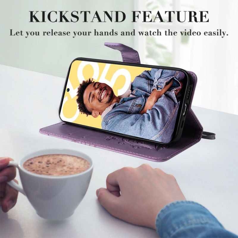 Kožený Kryt Realme C55 Řemínek S Obřími Motýly