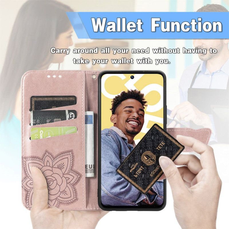 Peněženková Pouzdra Realme C55 Kryty Na Mobil Barokní Řemínek S Motýly