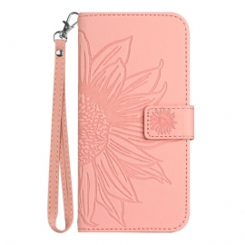 Peněženková Pouzdra Realme C55 Kryty Na Mobil Řemínek S Potiskem Slunečnic