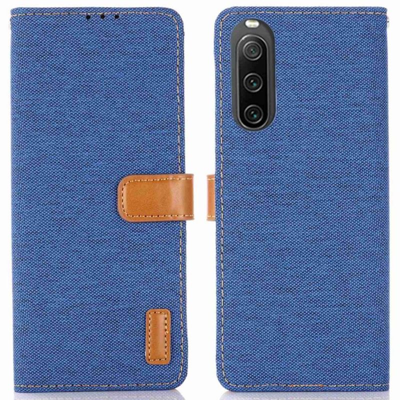 Flipové Pouzdro Na Sony Xperia 10 IV Efekt Plátna Oxford
