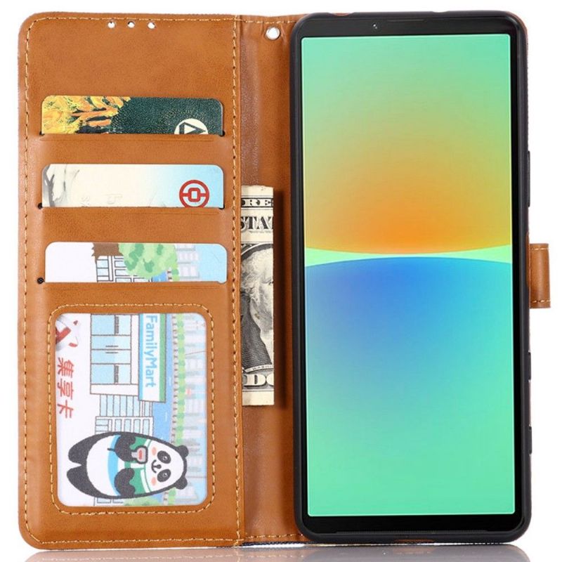 Flipové Pouzdro Na Sony Xperia 10 IV Efekt Plátna Oxford