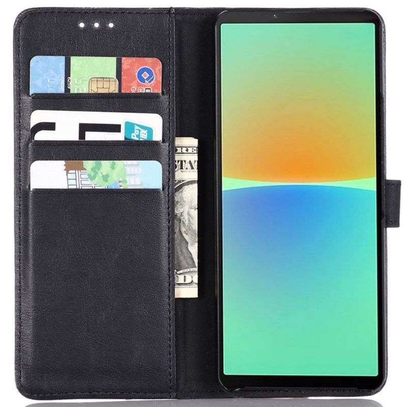 Kožené Pouzdro Folio Na Sony Xperia 10 IV Flipové Pouzdro Retro Folie Z Umělé Kůže