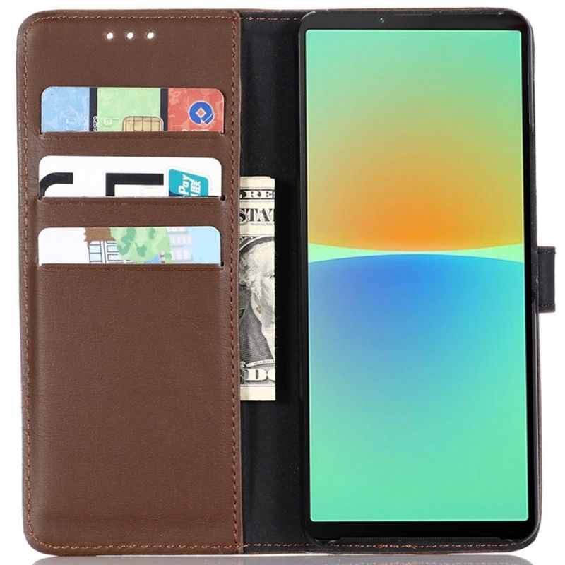 Kožené Pouzdro Folio Na Sony Xperia 10 IV Flipové Pouzdro Retro Folie Z Umělé Kůže
