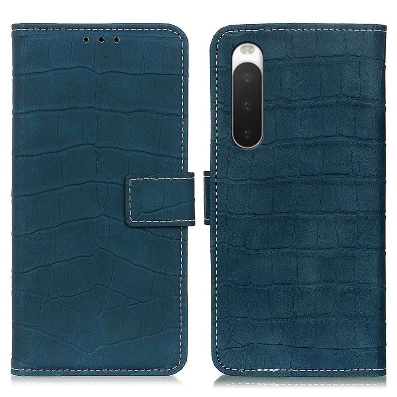 Kožené Pouzdro Na Sony Xperia 10 IV Prošívání Croco Vzhledu