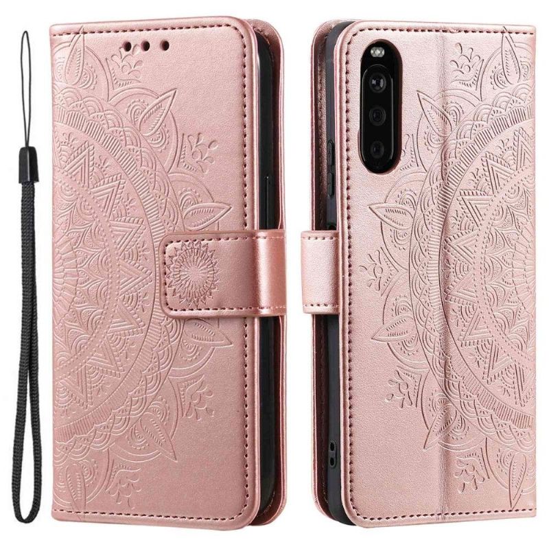 Kožené Pouzdro Na Sony Xperia 10 IV Sluneční Mandala