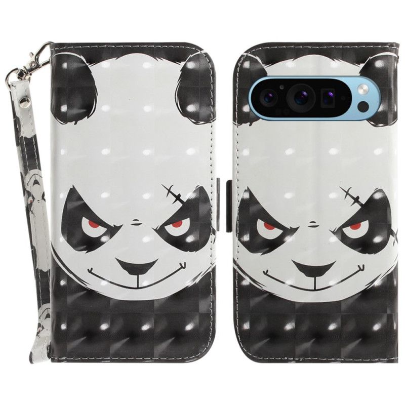 Kožený Kryt Google Pixel 9 Pro Angry Panda Love With Strap