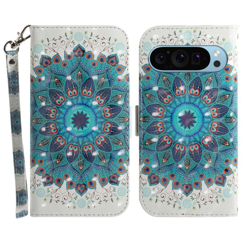 Kožený Kryt Google Pixel 9 Pro Zelená Mandala S Popruhem