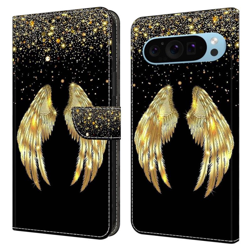 Kožený Kryt Google Pixel 9 Pro Zlatá Křídla