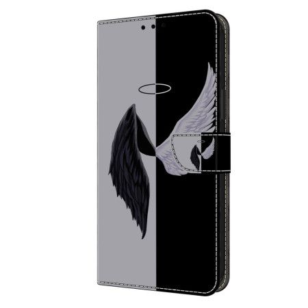 Kožený Kryt Google Pixel 9 Pro Černá A Bílá Křídla