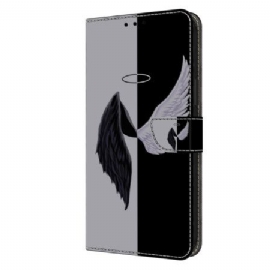 Kožený Kryt Google Pixel 9 Pro Černá A Bílá Křídla
