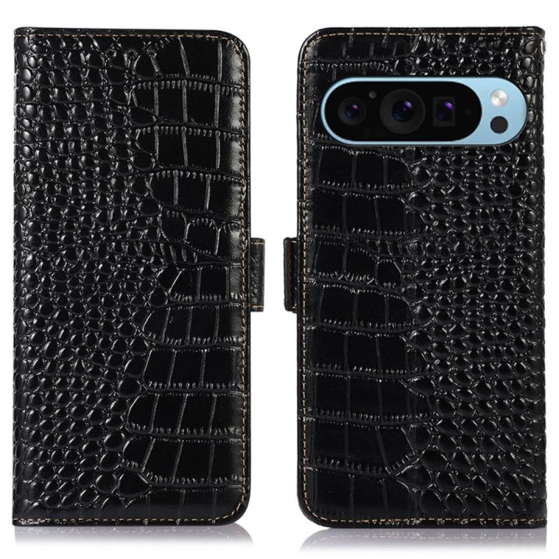 Kožený Kryt Na Google Pixel 9 Pro Blokování Rfid Textury Krokodýla