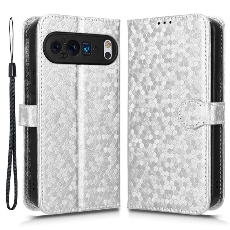 Kožený Kryt Na Google Pixel 9 Pro Lesklé Tečky S Páskem