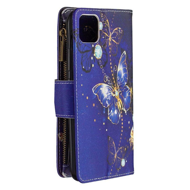 Flipové Pouzdro Na Realme C11 Kapsa Na Zip Zlatí Motýli