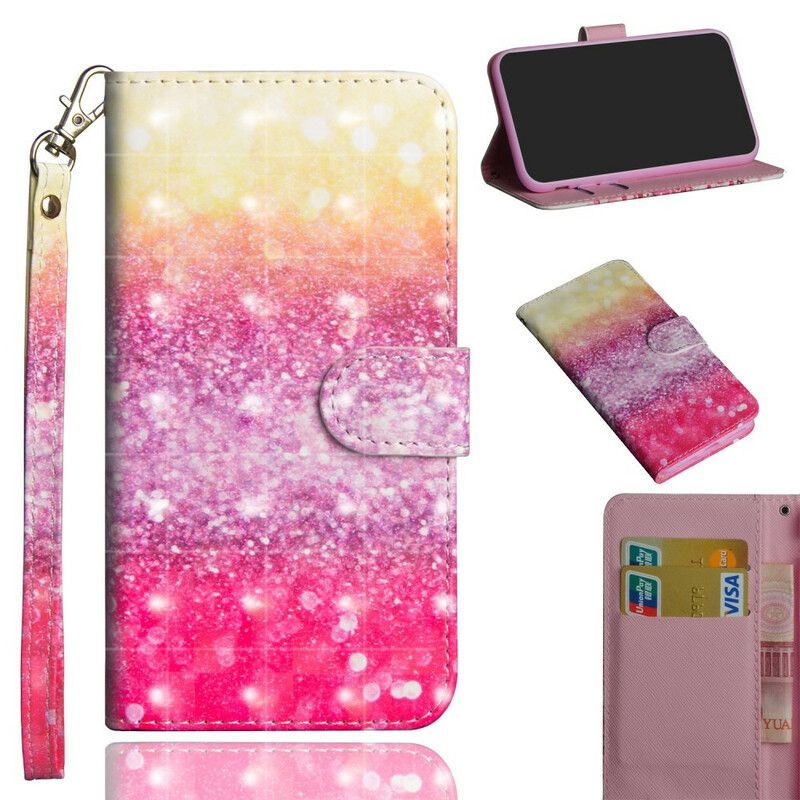 Flipové Pouzdro Na Realme C11 Magenta Glitter Gradient
