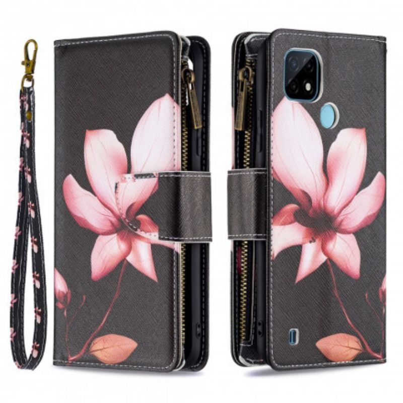 Kožené Pouzdro Na Realme C11 Květinová Kapsa Na Zip