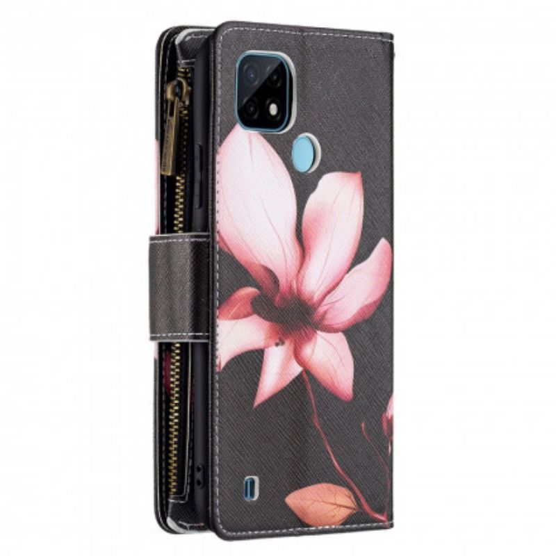 Kožené Pouzdro Na Realme C11 Květinová Kapsa Na Zip