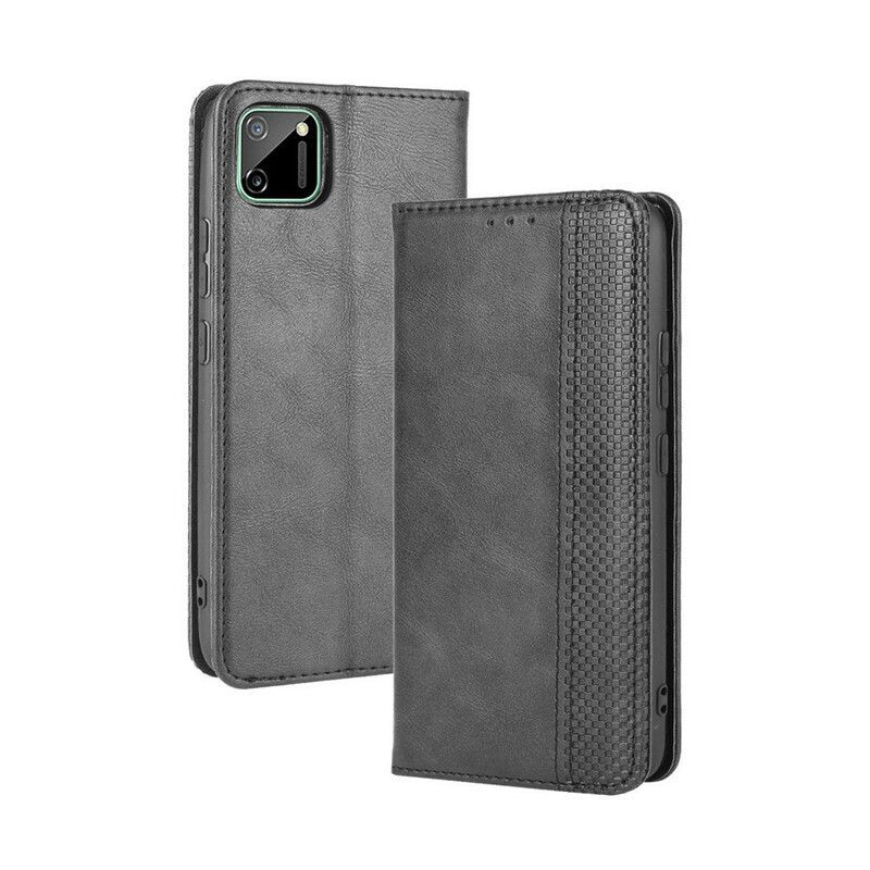 Kryty Na Mobil Na Realme C11 Flipové Pouzdro Stylizovaný Vintage Kožený Efekt