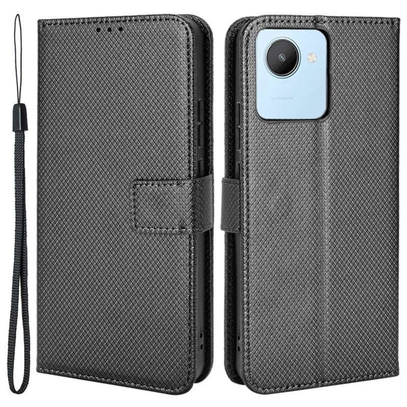 Flipové Pouzdro Na Realme C30 Na Lana Strappy Diamond Textura