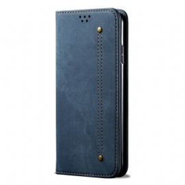 Kožené Pouzdro Folio Na Samsung Galaxy M55 5g Džínová Tkanina