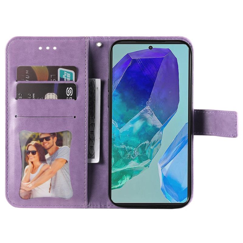 Kožený Kryt Na Samsung Galaxy M55 5g Potisk Mandaly S Páskem