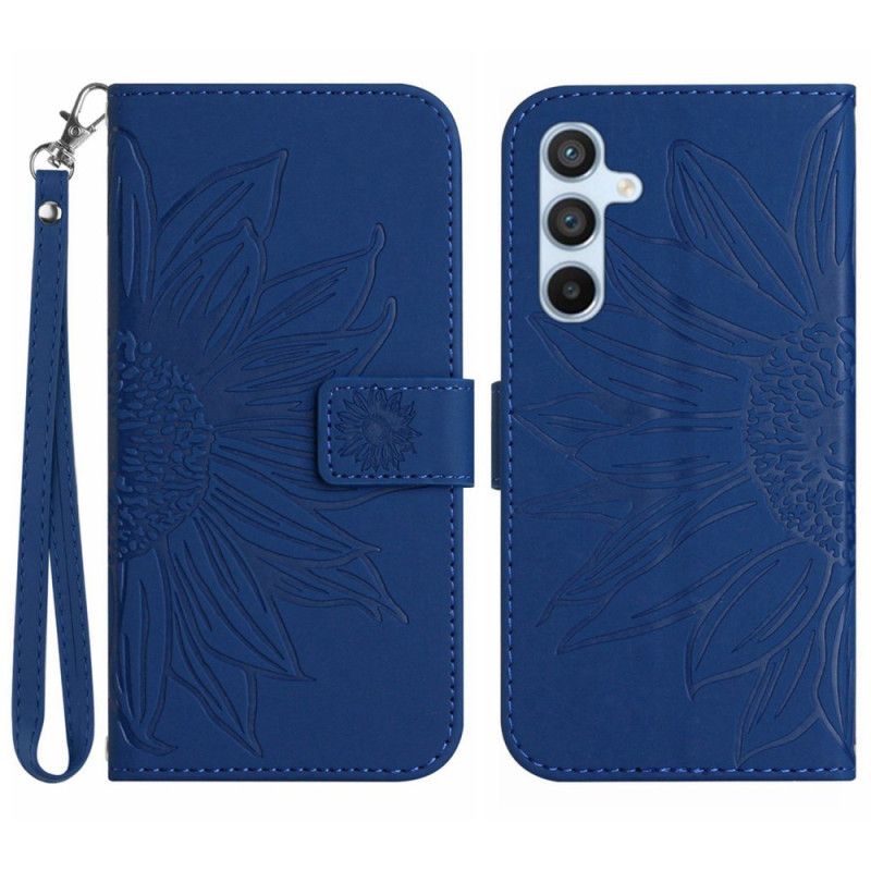 Kožený Kryt Na Samsung Galaxy M55 5g Slunečnice S Popruhem