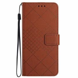 Kožený Kryt Samsung Galaxy M55 5g Textura Diamantu Litchi